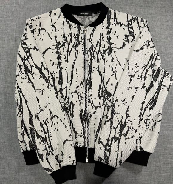 Missguided Jackets & Blazers - Missguided Womens Black White Abstract Print Bomber Jacket Full Zip L/XL